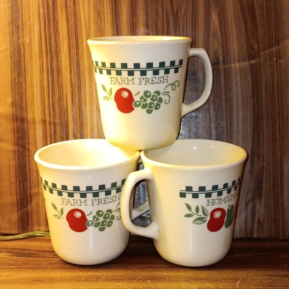Vintage Corning Farm Fresh Homemade farmhouse coffee ☕️ cups mugs